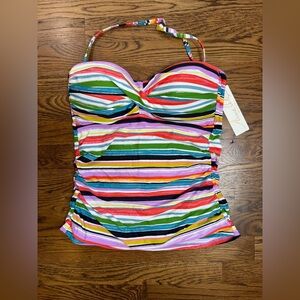 NWT Anne Cole Women’s Multicolor Striped Bandeaukini Swimwear Size Large